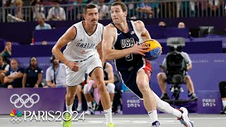 Serbia defeats USA Jimmer Fredette as gold medal favorites meet in pool play  Paris Olympics [upl. by Atikel]