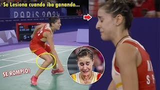 CAROLINA MARIN se LESIONA en PLENO PARTIDO Y ABANDONA ROMPIO A LLORAR HOY EN PARIS 2024 [upl. by Kussell]