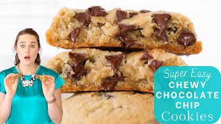 SUPER EASY CHEWY CHOCOLATE CHIP COOKIES How to make chocolate chip cookies thick soft and chewy [upl. by Ninon]