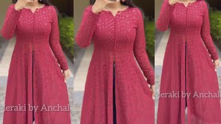 front open kurti cutting and Stitchingparty wear dressfront slit kurti designfront open kurti [upl. by Seften871]