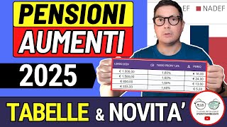 ULTIM’ORA ✅ PENSIONI ➜ AUMENTI 2025 ANTEPRIMA CALCOLI TABELLE REPORT INPS 📈 NUOVI IMPORTI GENNAIO [upl. by Leaper]