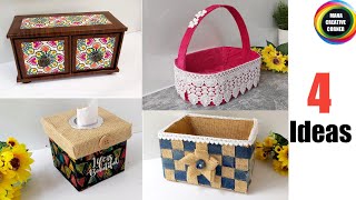 4 Smart ways to repurpose waste Cardboard Boxes Best out of waste crafts from cardboardDIY crafts [upl. by Wang488]