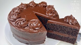 Moist CHOCOLATE CAKE With Cocoa Powder Recipes  Homemade Chocolate Frosting  No Chocolate [upl. by Ecinnej]