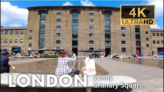 London Walk on 24523 St Pancras Kings Cross Granary square 4K Vlog Virtual Tour [upl. by Emiline702]