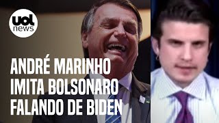 Bolsonaro falando inglês nos EUA André Marinho imita presidente em viagem de encontro com Biden [upl. by Norvun]