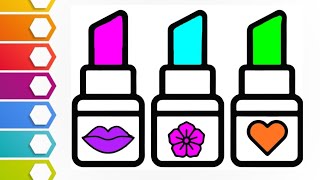 easy drawing l lipstick💄drawing l colorful❤💛lipstick drawing l drawing for kids l drawing easy lips💄 [upl. by Pliner]