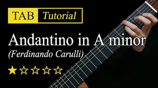 Andantino in Am F Carulli  Guitar Lesson  TAB [upl. by Nyladam]