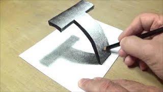 How To Draw A 3d Letter T  Easy Trick Art [upl. by Wahl]