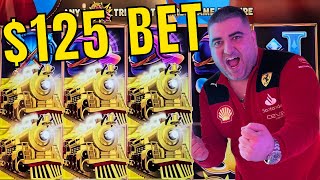 125 Spin HUGE JACKPOT On All Aboard Slot Machine [upl. by Wohlen]