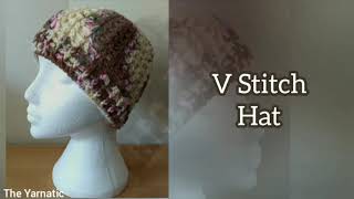 V Stitch Hat Crochet [upl. by Anelim866]