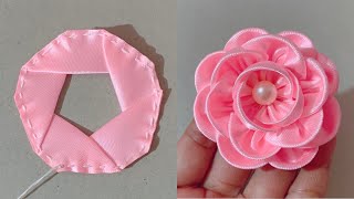 DIY How to make an adorable fabric rose flower in just few minutes  DIY Ribbon Flowers [upl. by Shing]