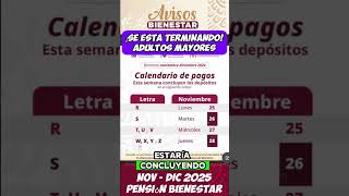 ya se termino el Calendario de pagos del bimestre NOV  DIC adultos mayores de la pensión bienestar [upl. by Eiffe]