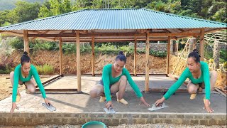 Construction of a new wooden houseFinishing the work of paving the cement house on the porchEp 157 [upl. by Amyaj]