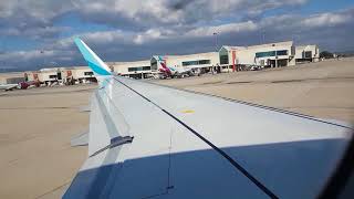 Eurowings A320 Sharklets Pushback und Takeoff Palma de Mallorca PTU Sound [upl. by Nevart114]