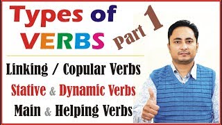 Verbs in English Grammar  All Types  Linking Copular Stative Dynamic Irregular Regular Transitive [upl. by Anyahs]