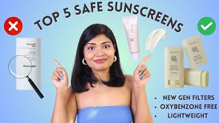 Top 5 Safe Sunscreens✅ Korean Sunscreens Sunscreen Stick amp Indian Sunscreen 👉Oxybenzone amp OMC Free [upl. by Auoy]