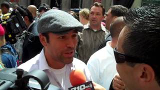 Oscar De La Hoya does a few interviews in both Spanish and English [upl. by Atinihc425]