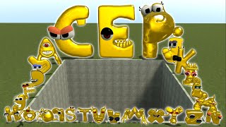 DESTROYING ALL 3D GOLDEN ALPHABET LORE FAMILY in BIG HOLE  Garrys Mod [upl. by Megdal]