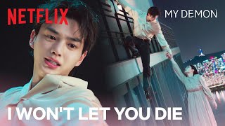 A demon catches her right when shes about to fall off a building  My Demon Ep 6  Netflix ENG [upl. by Llerret]