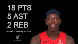 Dennis Schroder 18 pts 5 ast 2 reb vs Grizzlies  February 26 2024 [upl. by Sonahpets522]