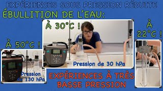 Ébullition de l’eau sous vide Expérience scientifiquePression réduitefiole à videtrompe à eau [upl. by Narih]