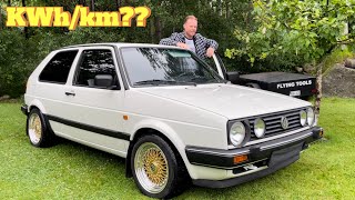 Consumption test Electric Vw golf Mk2 citystomer with diy lithium battery [upl. by Les]