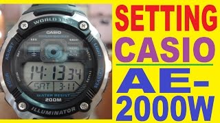 Setting Casio AE2000W manual for use [upl. by Esyak]