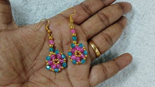 easy beads earrings making athome [upl. by Iblok770]