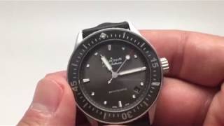 MENS BLANCPAIN FIFTY FATHOMS BATHYSCAPHE WATCH 5100B 1110 B52A WATCH REVIEW [upl. by Hayidan]