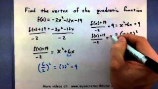 PreCalculus  Find the vertex of a quadratic function by completing the square [upl. by Inek96]