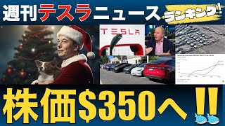 【1223 週刊テスラニュースランキング！】2024年テスラ株価は350ドルに到達するというアナリスト予想！〜テスラに関する最新ニュースをまるっとランキングで紹介〜 [upl. by Tench]