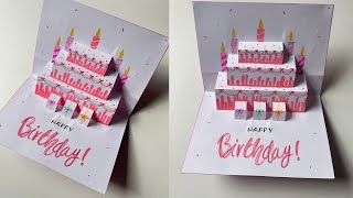 DIY PopUp Birthday Card  Birthday Greeting Card  Easy Cake Card [upl. by Daloris52]