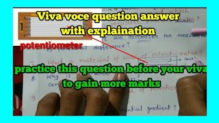 Viva voce question answer for potentiometer in hindi  physics  class 12 [upl. by Docilla]