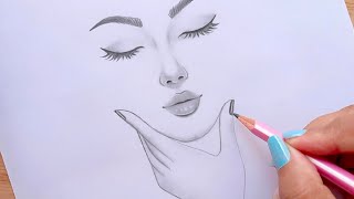 Easy way to draw a face  Pencil Sketch for beginners  Güzel Kız Çizimi [upl. by Atokad570]