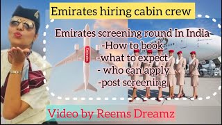 Emirates cabin crew hiring details in India  post screening [upl. by Eillac]