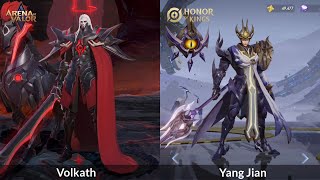 Hero Comparison Volkath and Yang Jian  Arena of valor vs Honor of king [upl. by Evin827]