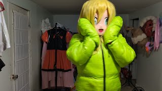 Kigurumi Roll Dressing up in a bright green snowsuit [upl. by Duffie]