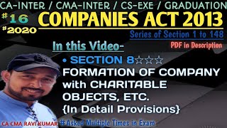 16  SECTION 8  CHARITABLE COMPANY  COMPANIES ACT 2013  ICAI MODULE  IN DEPTH DISCUSSION [upl. by Philemon397]