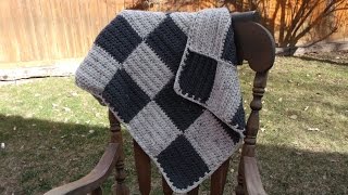 How to crochet a checker board baby blanket [upl. by Bussey]