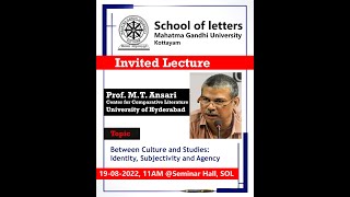 Prof MT Ansari I School of letters I Invited Lecture I MG University [upl. by Nerrot]