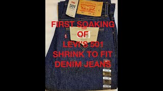 FIRST SOAKING OF LEVIS 501 quotSHRINK TO FITquot DENIM JEANS [upl. by Animar225]