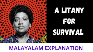 A LITANY FOR SURVIVAL  S2 PG MA ENGLISH LITERATURE  Malayalam Explanation  Kerala University [upl. by Ahsyak]