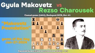 Gyula Makovetz vs Rezso CharousekquotMakovetz PoundationquotCasual game 1895 Budapest AUH Dec03 [upl. by Revkah]