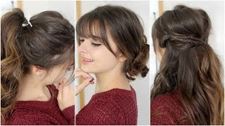 Cute Easy Hairstyles With Bangs  Tutorial [upl. by Ribaj637]