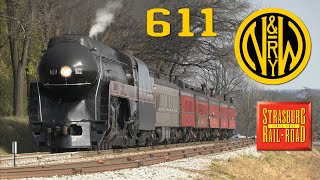 Norfolk amp Western 611 at Strasburg  11122022 [upl. by Fital]