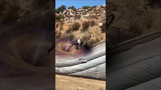 Watch out for that black hole 😳mtb ddairbags bmxairbag mtbairbag airbaglanding [upl. by Eimarrej]