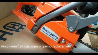 Oil pump replacement Husqvarna 137 [upl. by Elik]