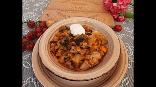 Рагу овощное с картошкой баклажанами кабачками и капустой  летнее вкусное блюдоОвощинаRagout [upl. by Bambi718]