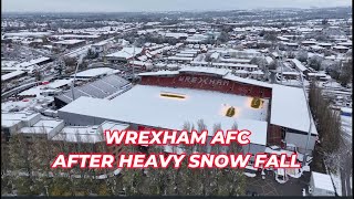 Wrexham AFC Racecourse Stadium Hit by Heavy Snowfall [upl. by Enimsaj970]