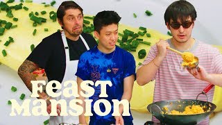 Joji and Rich Brian Get an Omelette Master Class from a French Chef  Feast Mansion [upl. by Ybanrab]